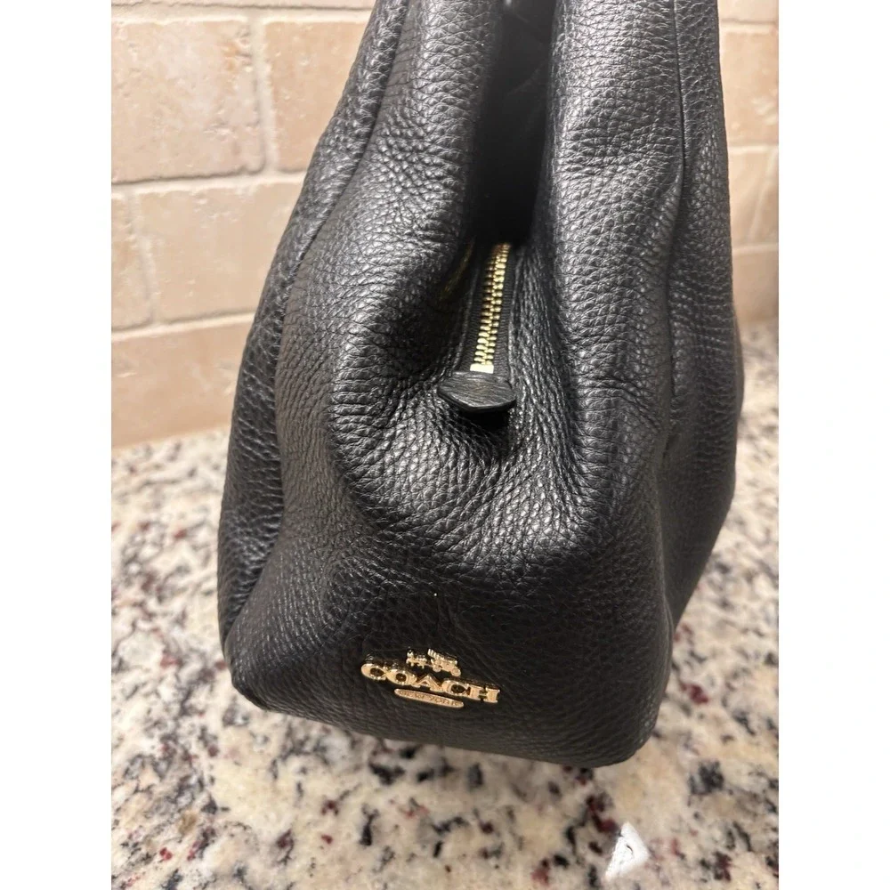 Coach Madison Phoebe Black Pebbled Leather 3 Compartment Hobo Shoulder‎ Bag EUC